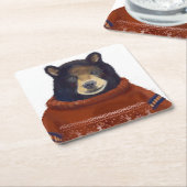 Rood rendierzweet Beer Vierkante Kartonnen Onderzetter (Schuin)