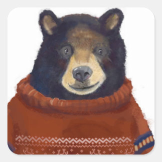 Rood rendierzweet Beer Vierkante Sticker