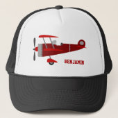 rood retro vliegtuig Kinder Trucker Pet (Voorkant)