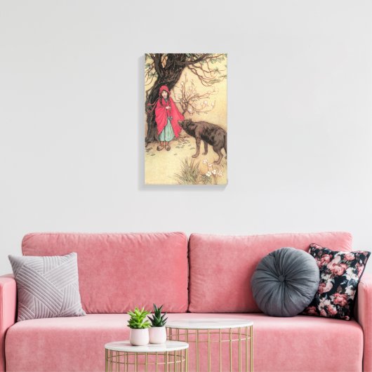 Rood Ridderhout van Warwick Goble Canvas Afdruk (Insitu (Woonkamer))