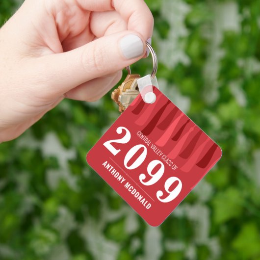 Rood rij Tassels Foto Afstuderen Sleutelhanger (Hand)