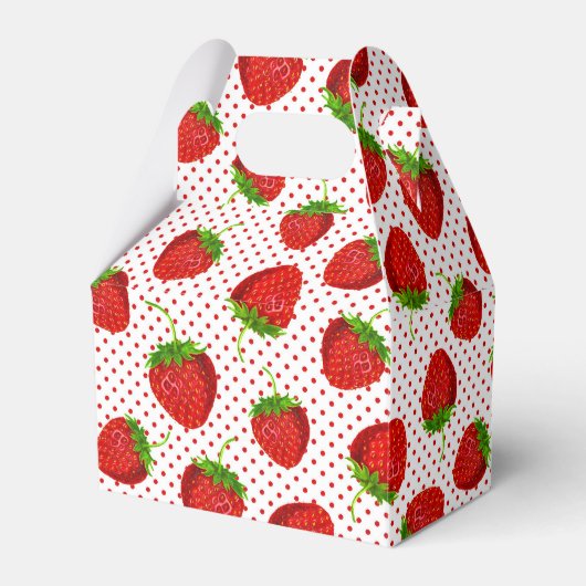 Rood rijpe aardbei en Stippen Patroon Bedankdoosjes (Voorkant Zijde)
