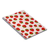 Rood rijpe aardbei en Stippen Patroon Notitieboek (Rechterzijde)