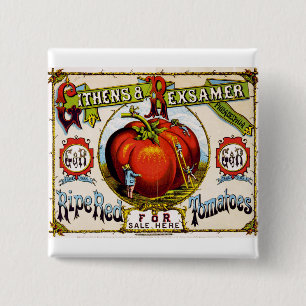 Rood rijpe tomaten voor verkoop - Vintage AD Vierkante Button 5,1 Cm