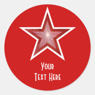Rood rode sticker van Red Star 'Jouw tekst'