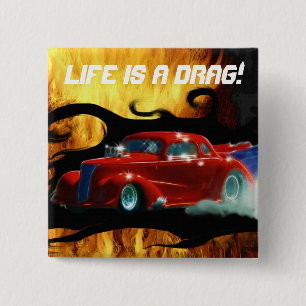 Rood roken Doorslammer sleeperende auto Vierkante Button 5,1 Cm