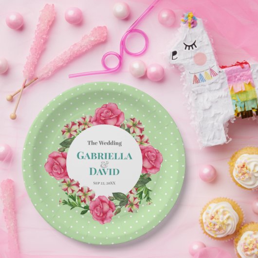 Rood Rood Witte Petunia Polka Dots Papieren Bordje (Feest)