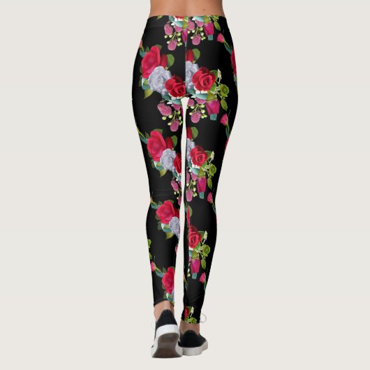 Rood roodbloem leggings (Achterkant)