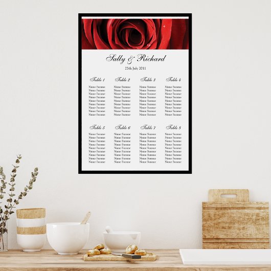 Rood roodbruine tafel poster (Keuken)