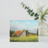 Rood-Roofed Barn in de Meadow Briefkaart (Staand voorkant)
