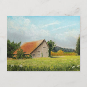 Rood-Roofed Barn in de Meadow Briefkaart