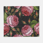  rood roos borduurpatroon fleece deken (Voorkant (Horizontaal))