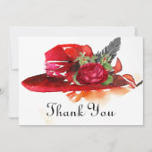 rood roos Pet plat dank u kaart (Voorkant)