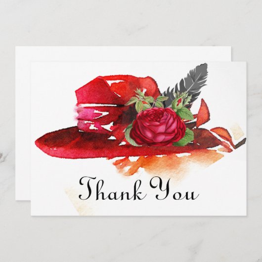 rood roos Pet plat dank u kaart (Voorkant / Achterkant)