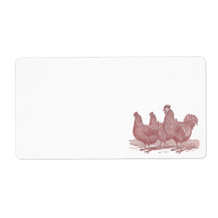 Rood Rooster en kippen Plymouth Rock Boerderij Etiket