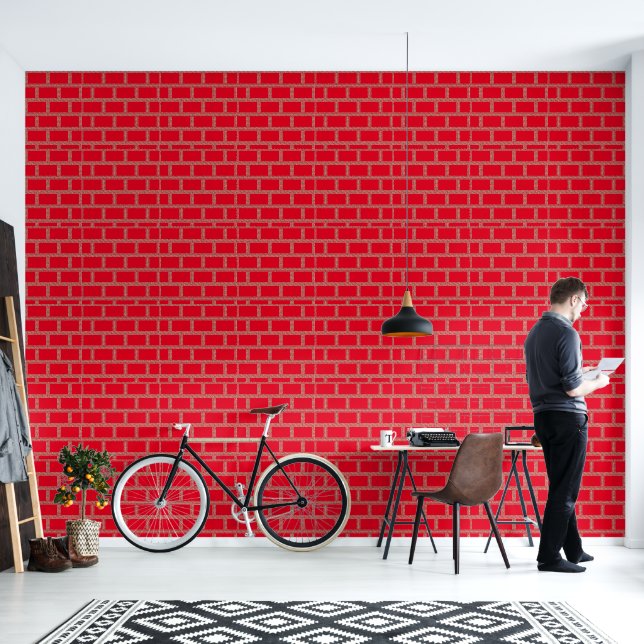 Rood rooster Geo Behang (Woonkamer)