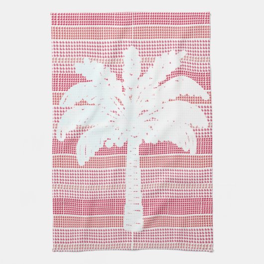 ROOD rooster met Palm Tree Theedoek (Verticaal)