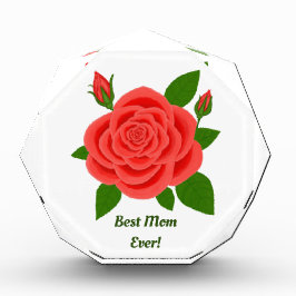 Rood Rose achthoekig Moederdag fotoblok