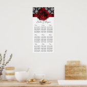 Rood Rose Damask voor de bruiloft Poster (Keuken)