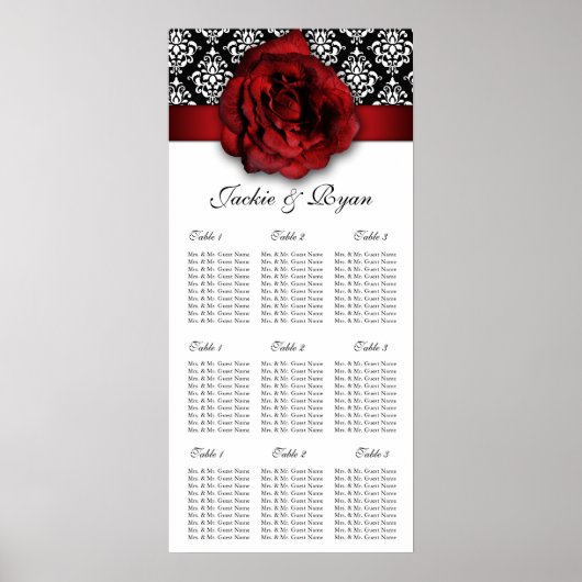 Rood Rose Damask voor de bruiloft Poster (Voorkant)