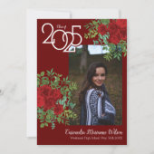 Rood Rose Foto Afstuderen Aankondiging (Voorkant)