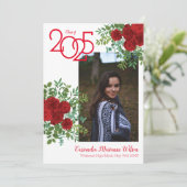 Rood Rose Foto Afstuderen Aankondiging (Staand voorkant)