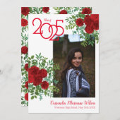 Rood Rose Foto Afstuderen Aankondiging (Voorkant / Achterkant)