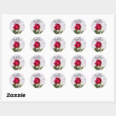 Rood Rose Marmer Modern Glam Vrijgezellenfeest Fav Ronde Sticker (Vel)
