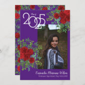 Rood Rose Paars Foto Afstuderen Aankondiging (Voorkant / Achterkant)