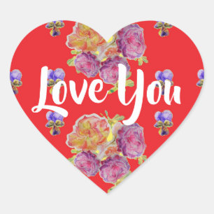 Rood Rose Rozen Patroonbloemen bloemenliefde Hart Sticker