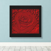 Rood Rose "Sculptuur" Verpakt Canvas Print (Insitu (Houten vloer))