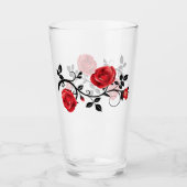 Rood Rose & Wijnglas Glas (Voorkant)