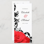 Rood Rose Zwart Bloeiende Bruiloft Programma (Voorkant / Achterkant)