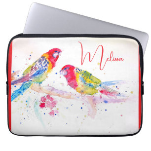 Rood rosella Parrot Waterverf Notitieboek schilder Laptop Sleeve