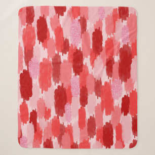 Rood Roze Abstract penseelstreken Patroon Sherpa Deken