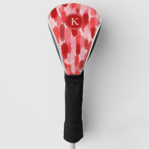 Rood Roze Abstracte penseelstreken Patroon Monogra Golfheadcover