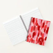 Rood Roze Abstracte penseelstreken Patroon Monogra Notitieboek (Binnen)
