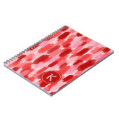 Rood Roze Abstracte penseelstreken Patroon Monogra Notitieboek (Linkerzijde)