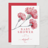 Rood & Roze Australisch Bloemen Baby shower Kaart (Voorkant / Achterkant)