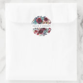 Rood Roze Blauw Bloemen Bruiloft Envelop Seal Ronde Sticker (Tas)