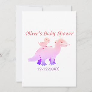 Rood roze blauw paarse dinosaurus baby shower datu kaart