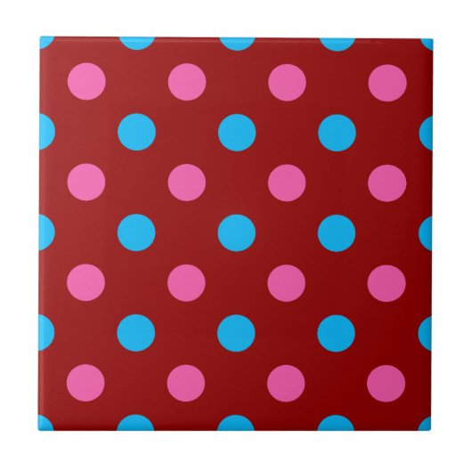 Rood Roze Blauwe Stippenpatroon Tegeltje (Voorkant)