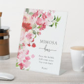 Rood Roze Bloemen Mimosa Bar Teken Reclamebord Met Voetstuk (Insitu)