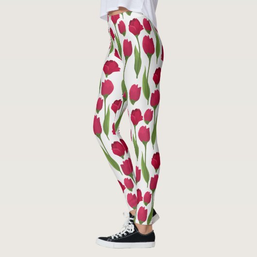 Rood Roze Botanische Rozen Leggings (Links)