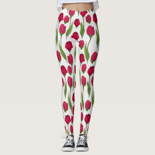  Rood Roze Botanische Rozen Leggings