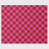 Rood + Roze Check Checkerboard Patroon Cadeaupapier (Vlak)