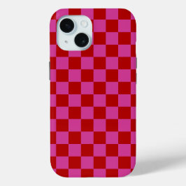 Rood + Roze Check Checkerboard Patroon