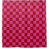 Rood + Roze Check Checkerboard Patroon Douchegordijn (Voorkant)
