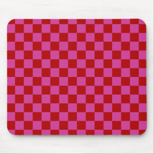 Rood + Roze Check Checkerboard Patroon Muismat