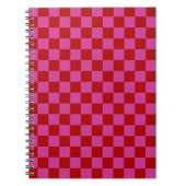 Rood + Roze Check Checkerboard Patroon Notitieboek (Voorkant)